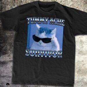Tummy Ache Survivor Funny Cat Meme T-shirt
